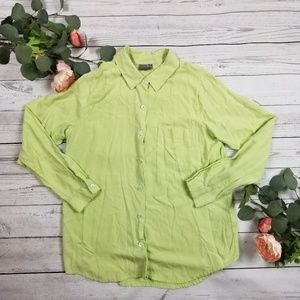 J Jill 100% Silk Long Sleeve Button Up Shirt Light